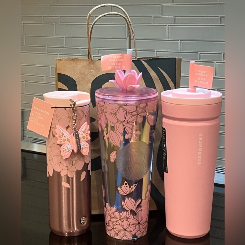 Starbucks spring Cherry blossom, floral Tumbler bundle NWT